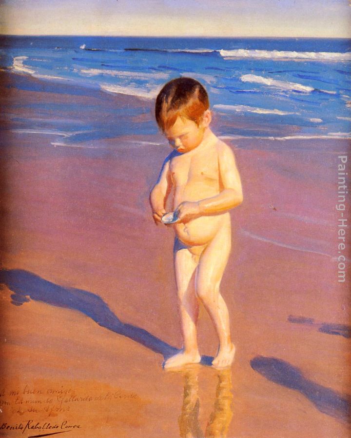 Gathering Shells On The Beach painting - Benito Rebolledo Correa Gathering Shells On The Beach art painting